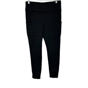 zuda Women's Pull-on Fleeced Knit Leggings Pants Solid Black Medium Size